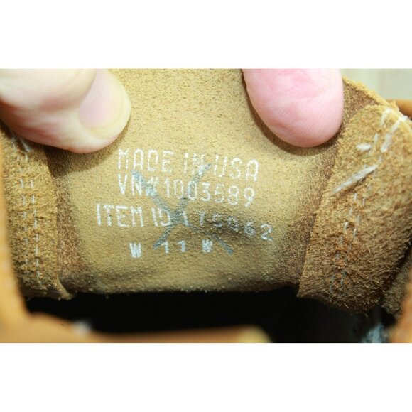 LL Bean Brown Leather Lace Up Round Toe Unlined Ankle Duck Boots Size 9 Wide - Picture 8 of 10